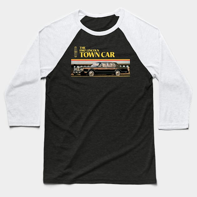 1987 LINCOLN TOWN CAR - brochure Baseball T-Shirt by Throwback Motors